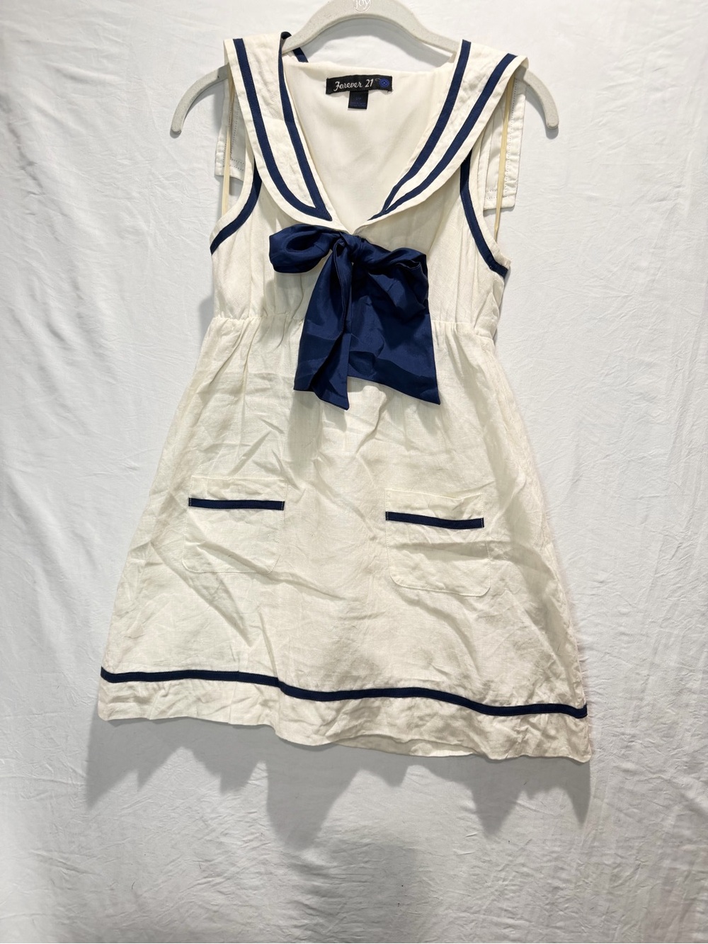 Forever 21 White Sailor Dress with Navy Bow